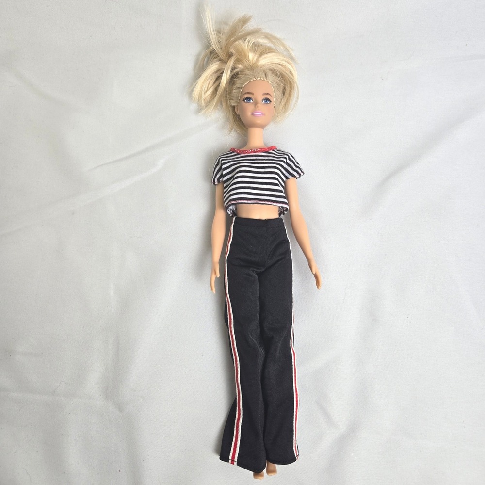 Mattel Barbie Doll 2015 Striped Crop Top Black Striped Pants